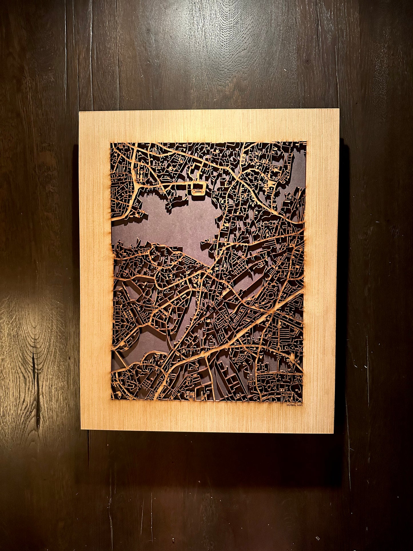 Mumbai, India City Street Map | Modern Wood Wall Art in a Minimalist design. 2 sizes
