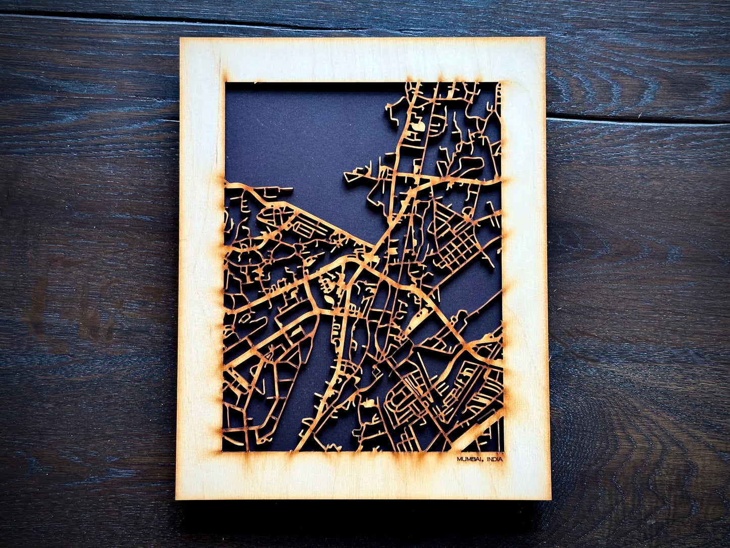 Mumbai, India City Street Map | Modern Wood Wall Art in a Minimalist design. 2 sizes
