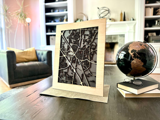 Murfreesboro, TN City Street Map | Modern Wood Wall Art in a Minimalist design. 2 sizes