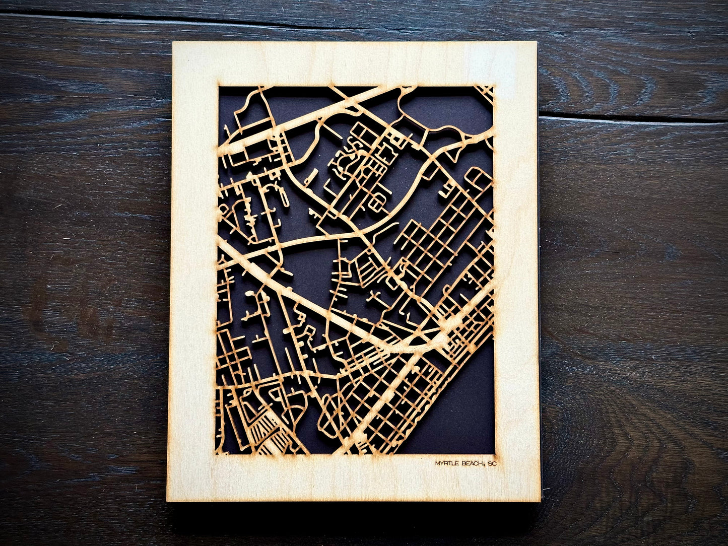 Myrtle Beach, SC City Street Map | Modern Wood Wall Art in a Minimalist design. 2 sizes
