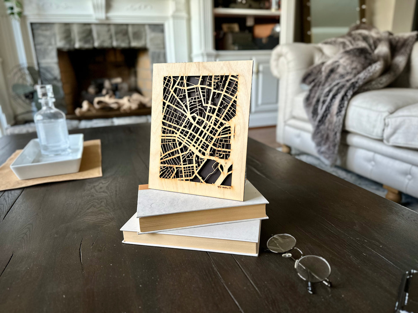 New Haven, CT City Street Map | Modern Wood Wall Art in a Minimalist design. 2 sizes