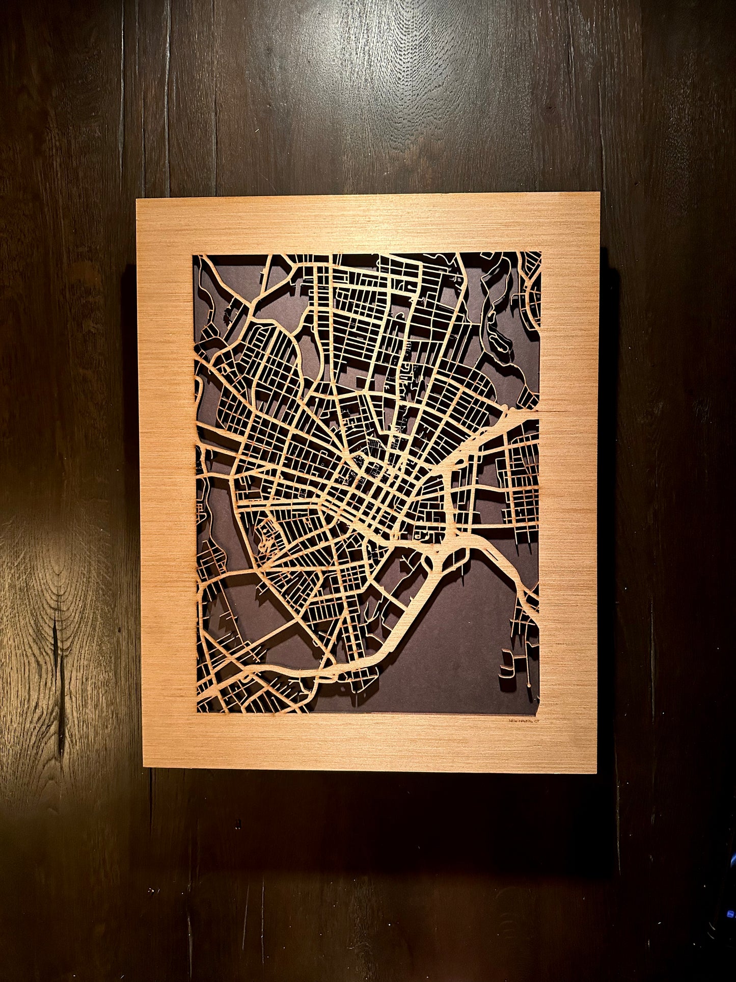 New Haven, CT City Street Map | Modern Wood Wall Art in a Minimalist design. 2 sizes