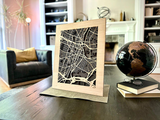 Newark, NJ City Street Map | Modern Wood Wall Art in a Minimalist design. 2 sizes