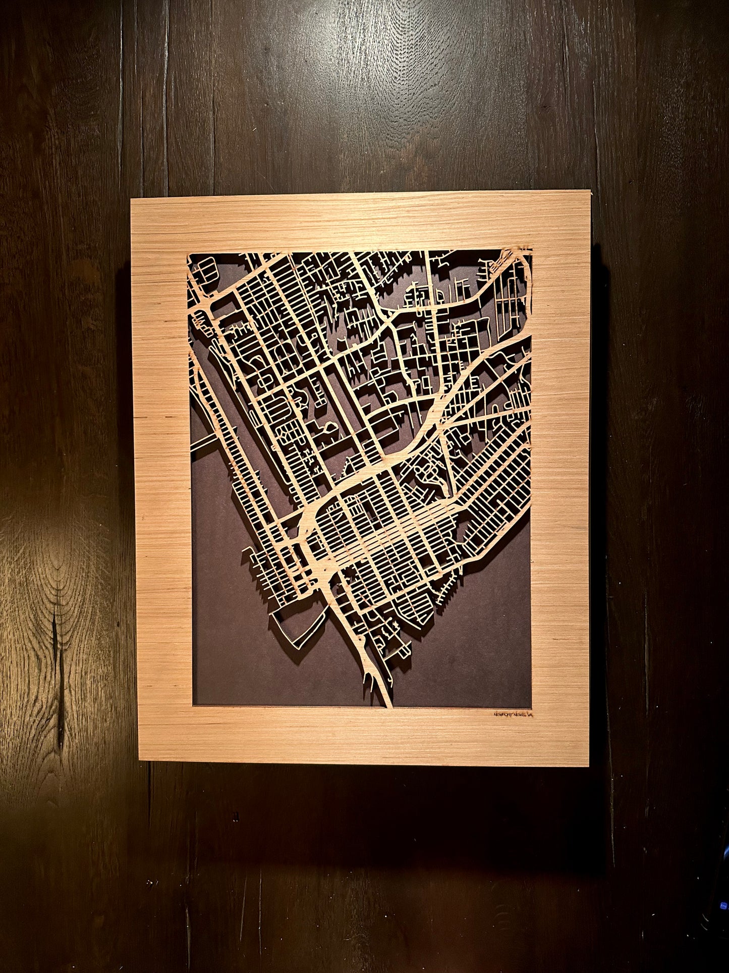 Newport News, VA City Street Map | Modern Wood Wall Art in a Minimalist design. 2 sizes