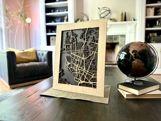 Norfolk, VA City Street Map | Modern Wood Wall Art in a Minimalist design. 2 sizes