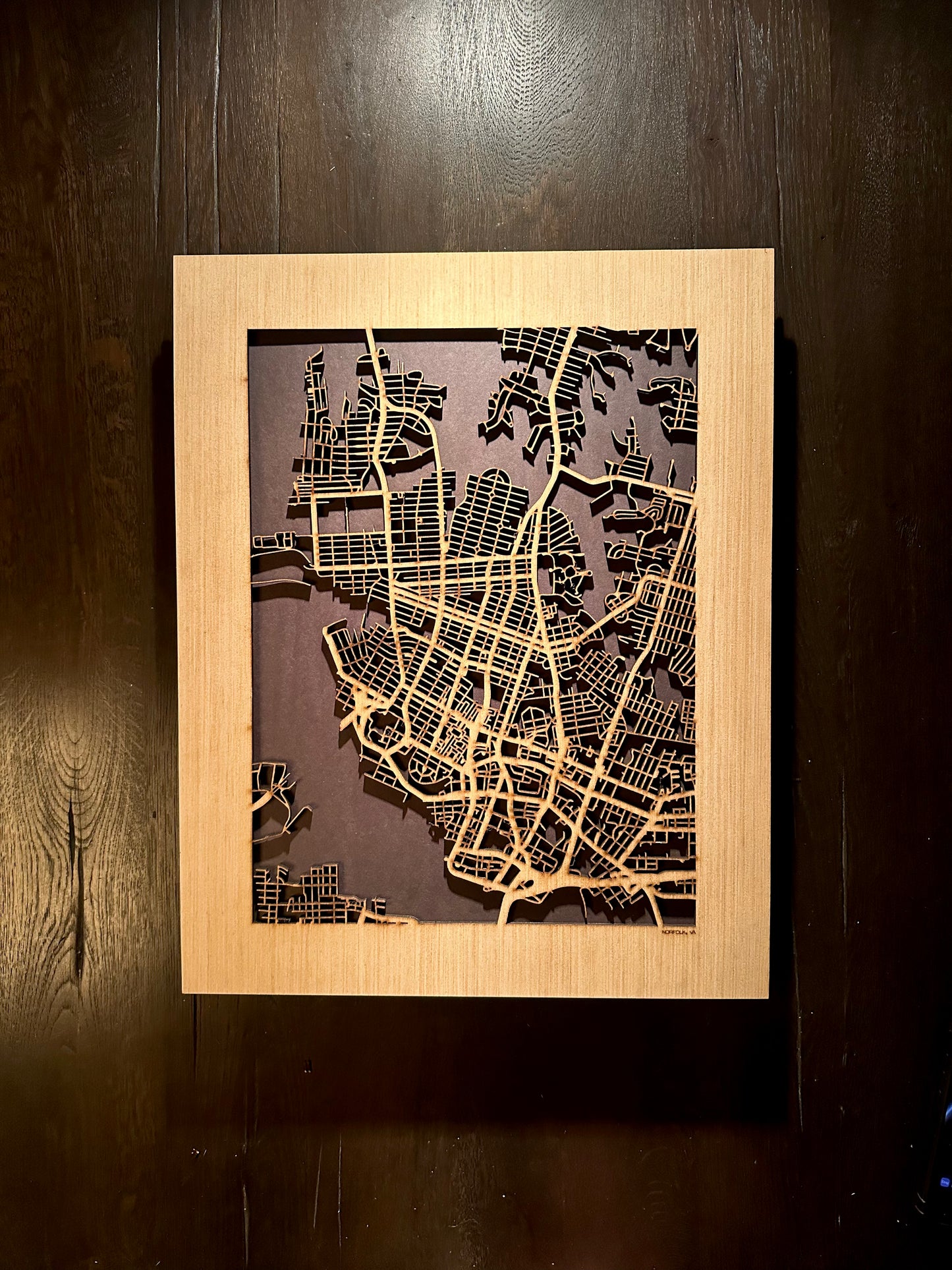 Norfolk, VA City Street Map | Modern Wood Wall Art in a Minimalist design. 2 sizes