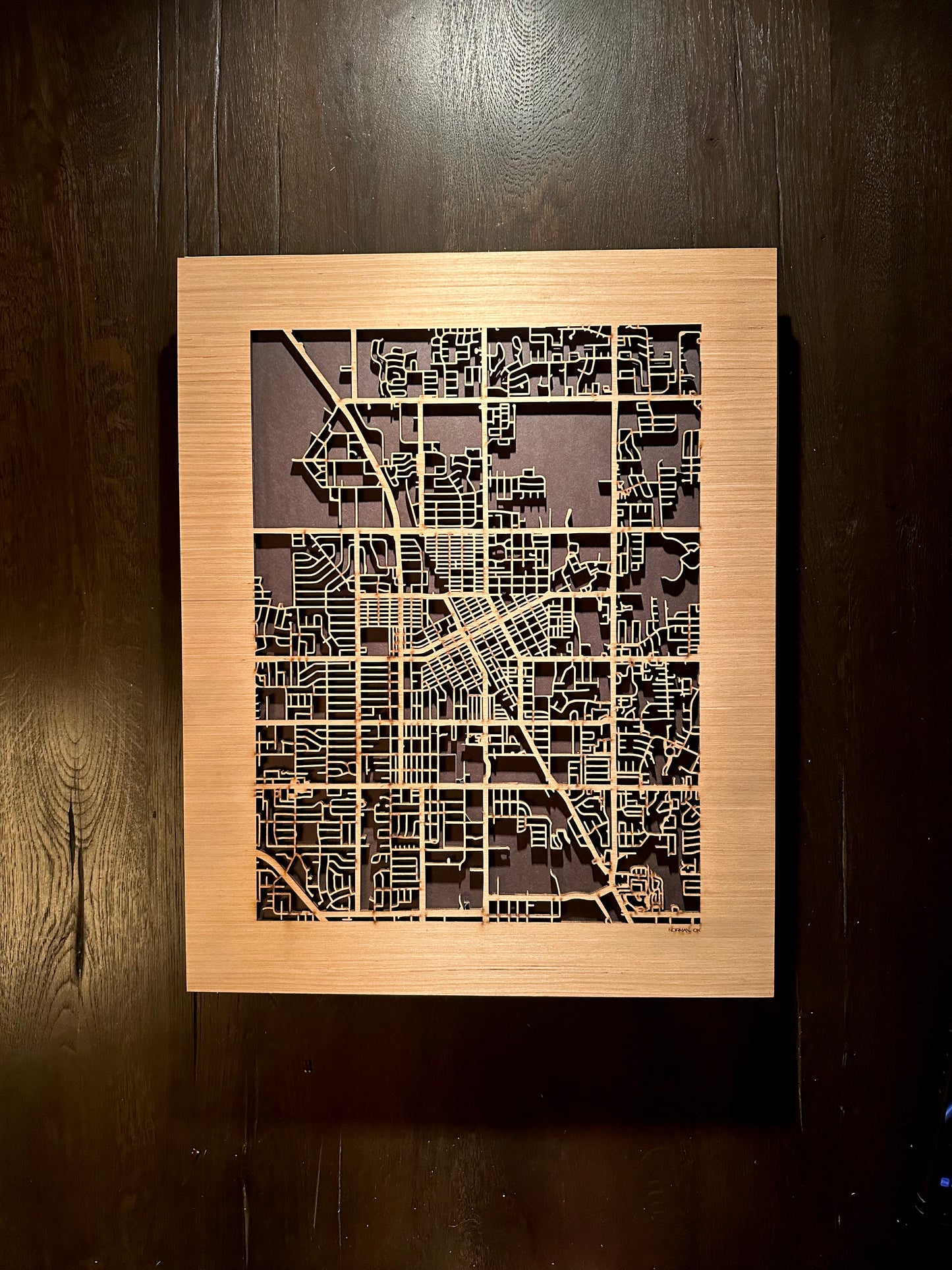 Norman, OK City Street Map | Modern Wood Wall Art in a Minimalist design. 2 sizes