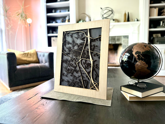 Novato, CA City Street Map | Modern Wood Wall Art in a Minimalist design. 2 sizes