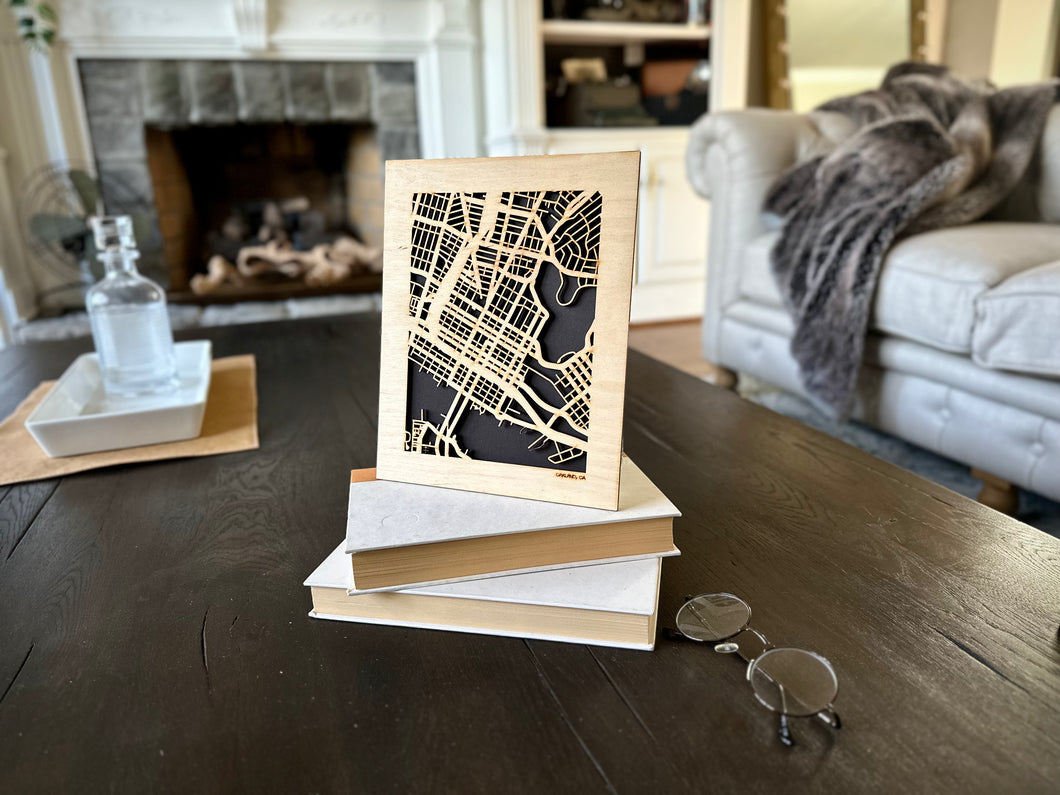 Oakland, CA City Street Map | Modern Wood Wall Art in a Minimalist design. 2 sizes