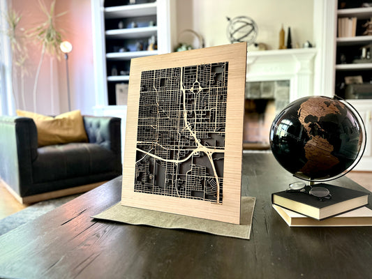 Oklahoma City, OK City Street Map | Modern Wood Wall Art in a Minimalist design. 2 sizes