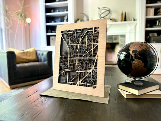 Olathe, KS City Street Map | Modern Wood Wall Art in a Minimalist design. 2 sizes
