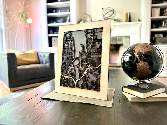 Olympia, WA City Street Map | Modern Wood Wall Art in a Minimalist design. 2 sizes