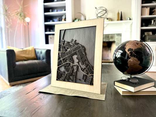 Paducah, KY City Street Map | Modern Wood Wall Art in a Minimalist design. 2 sizes