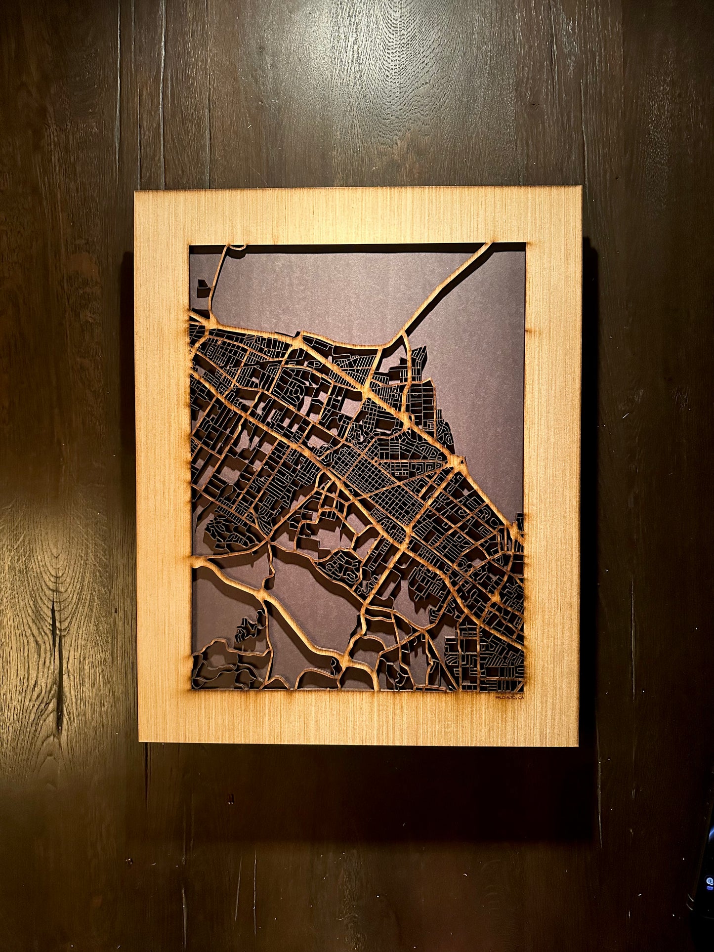 Palo Alto, CA City Street Map | Modern Wood Wall Art in a Minimalist design. 2 sizes