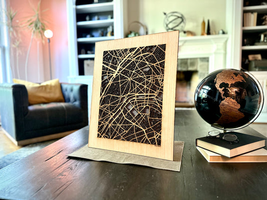 Paris, France City Street Map | Modern Wood Wall Art in a Minimalist design. 3 sizes
