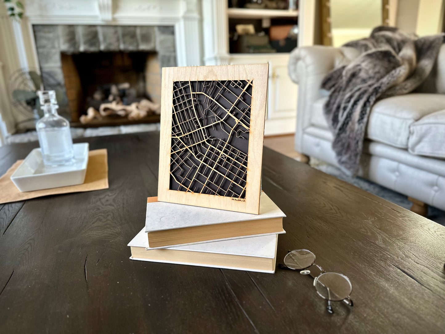 Petaluma, CA City Street Map | Modern Wood Wall Art in a Minimalist design. 2 sizes