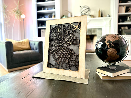 Petaluma, CA City Street Map | Modern Wood Wall Art in a Minimalist design. 2 sizes