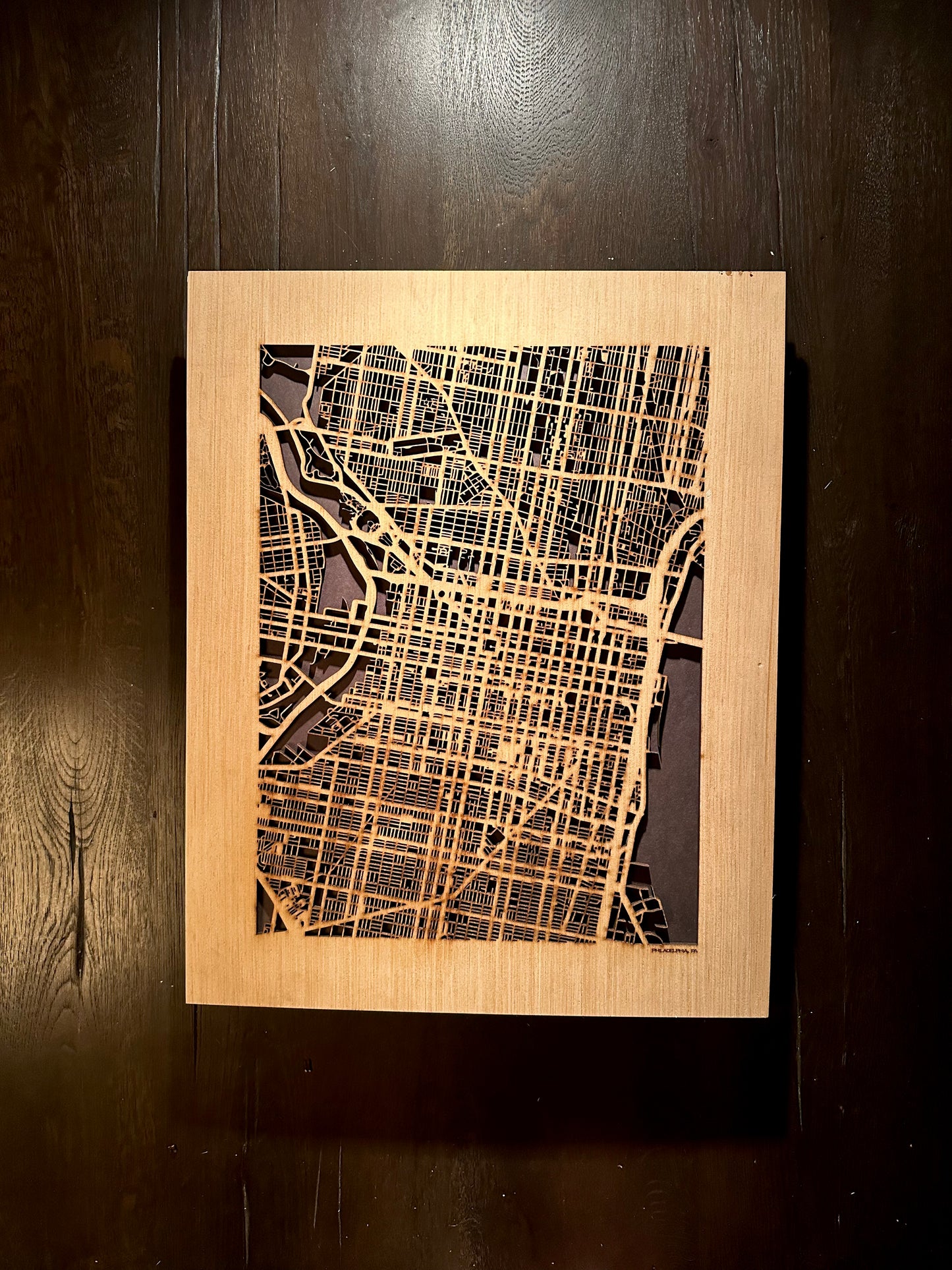 Philadelphia, PA City Street Map | Modern Wood Wall Art in a Minimalist design. 3 sizes