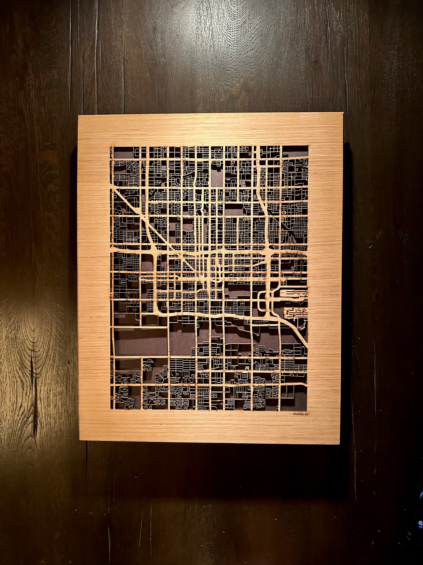 Phoenix, AZ City Street Map | Modern Wood Wall Art in a Minimalist design. 3 sizes