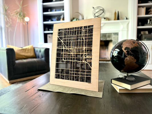 Phoenix, AZ City Street Map | Modern Wood Wall Art in a Minimalist design. 3 sizes