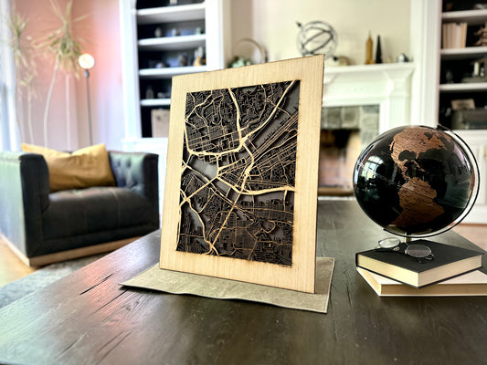 Pittsburgh, PA City Street Map | Modern Wood Wall Art in a Minimalist design. 3 sizes
