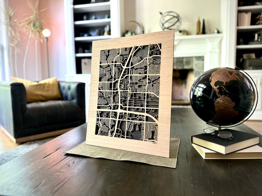 Plano, TX City Street Map | Modern Wood Wall Art in a Minimalist design. 2 sizes