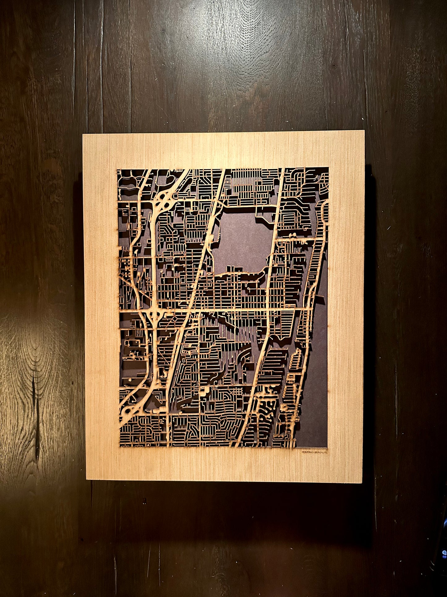 Pompano Beach, FL City Street Map | Modern Wood Wall Art in a Minimalist design. 2 sizes