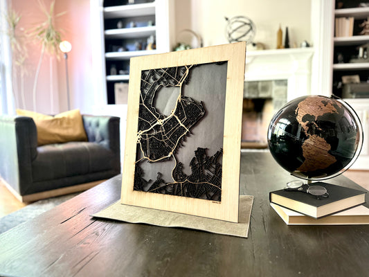Portland, ME City Street Map | Modern Wood Wall Art in a Minimalist design. 2 sizes