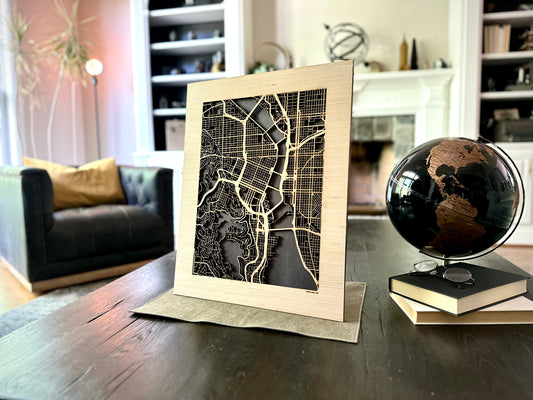 Portland, OR City Street Map | Modern Wood Wall Art in a Minimalist design. 3 sizes