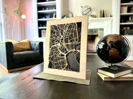 Providence, RI City Street Map | Modern Wood Wall Art in a Minimalist design. 2 sizes