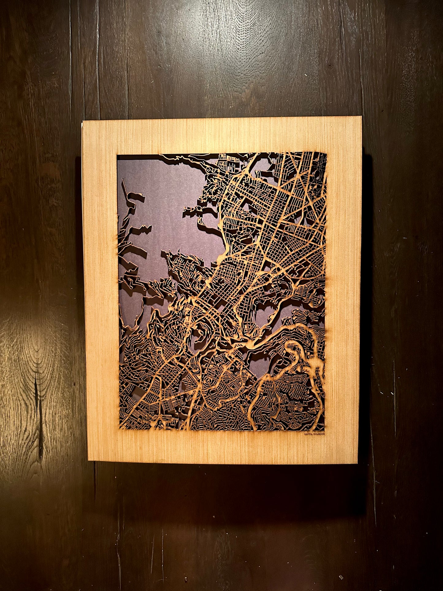Quito, Ecuador City Street Map | Modern Wood Wall Art in a Minimalist design. 2 sizes