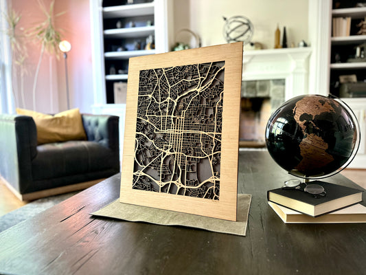 Raleigh, NC City Street Map | Modern Wood Wall Art in a Minimalist design. 2 sizes