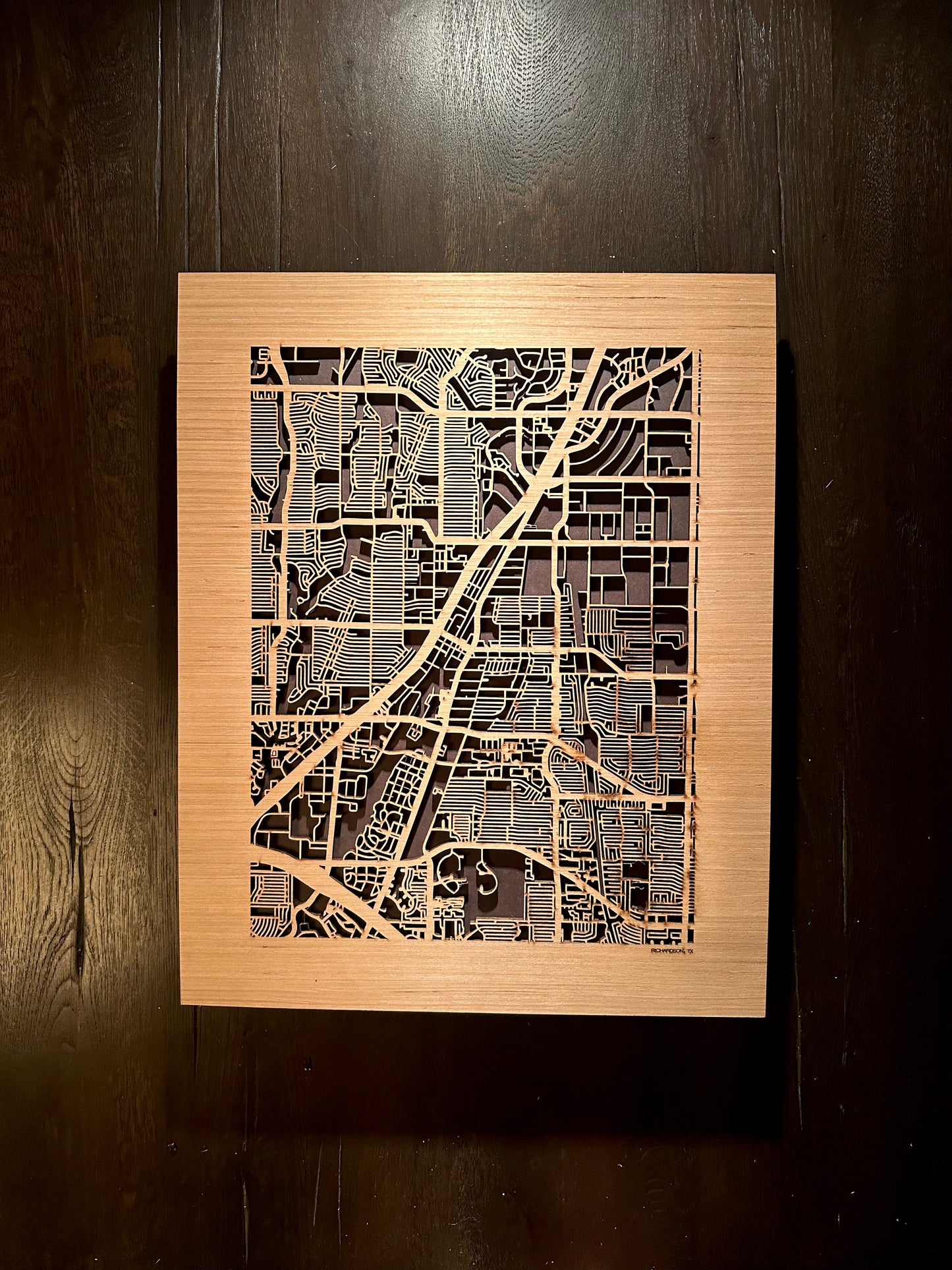 Richardson, TX City Street Map | Modern Wood Wall Art in a Minimalist design. 2 sizes