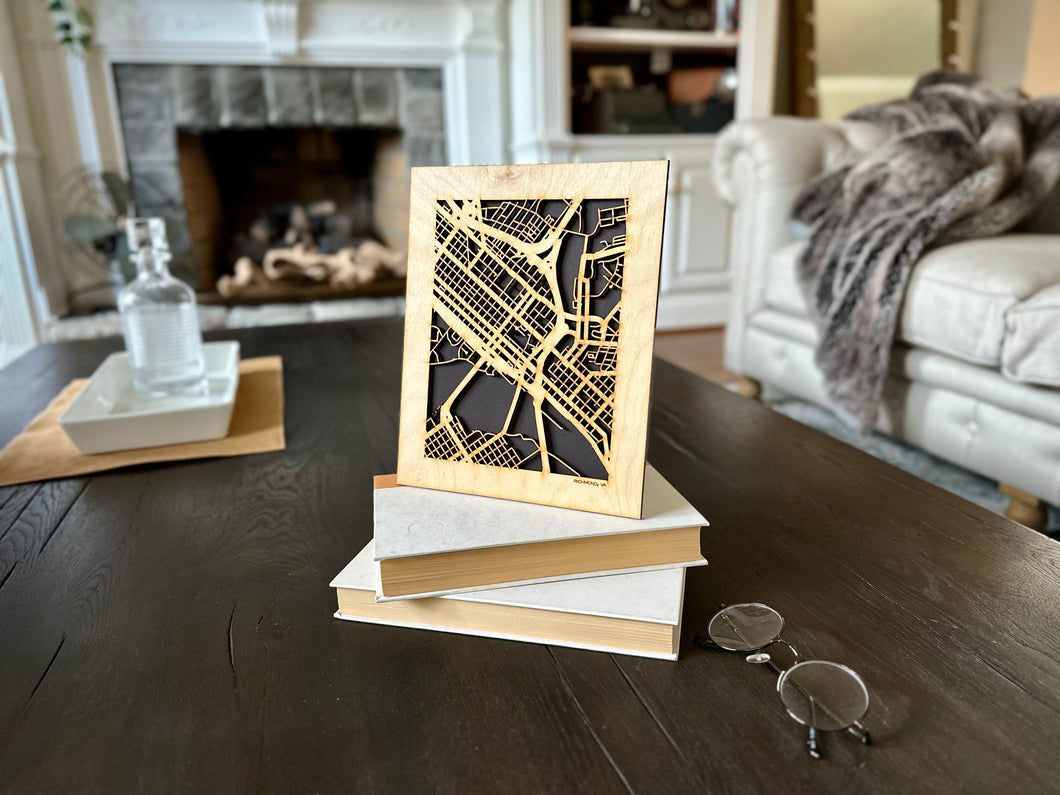 Richmond, VA City Street Map | Modern Wood Wall Art in a Minimalist design. 2 sizes