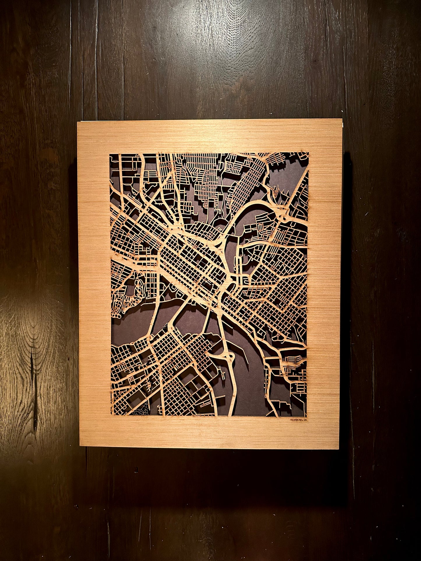 Richmond, VA City Street Map | Modern Wood Wall Art in a Minimalist design. 2 sizes