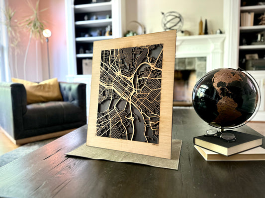 Richmond, VA City Street Map | Modern Wood Wall Art in a Minimalist design. 2 sizes