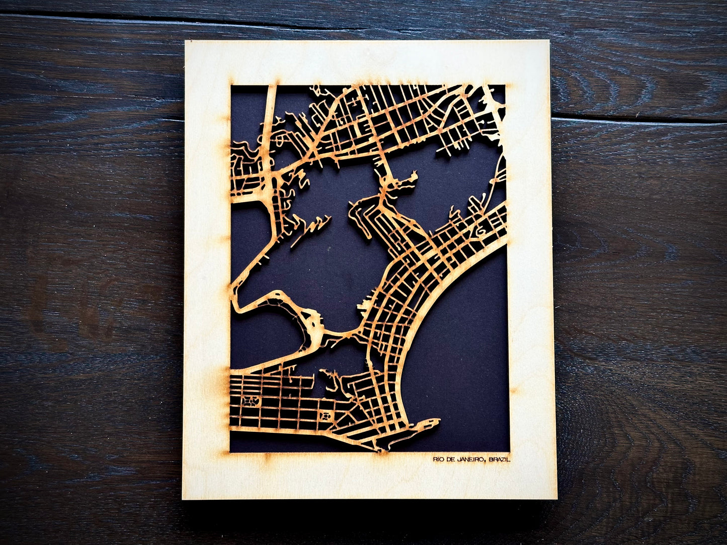 Rio de Janeiro, Brazil City Street Map | Modern Wood Wall Art in a Minimalist design. 2 sizes