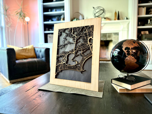Rio de Janeiro, Brazil City Street Map | Modern Wood Wall Art in a Minimalist design. 2 sizes