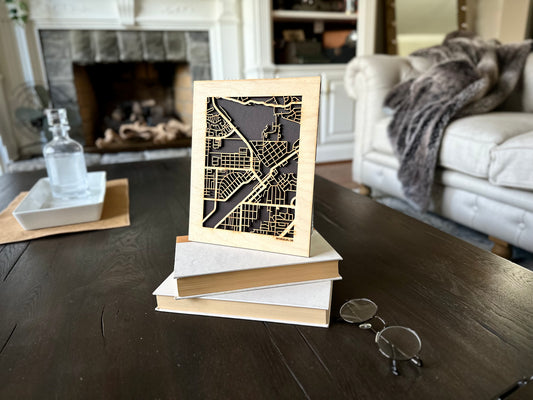 Roseville, CA City Street Map | Modern Wood Wall Art in a Minimalist design. 2 sizes