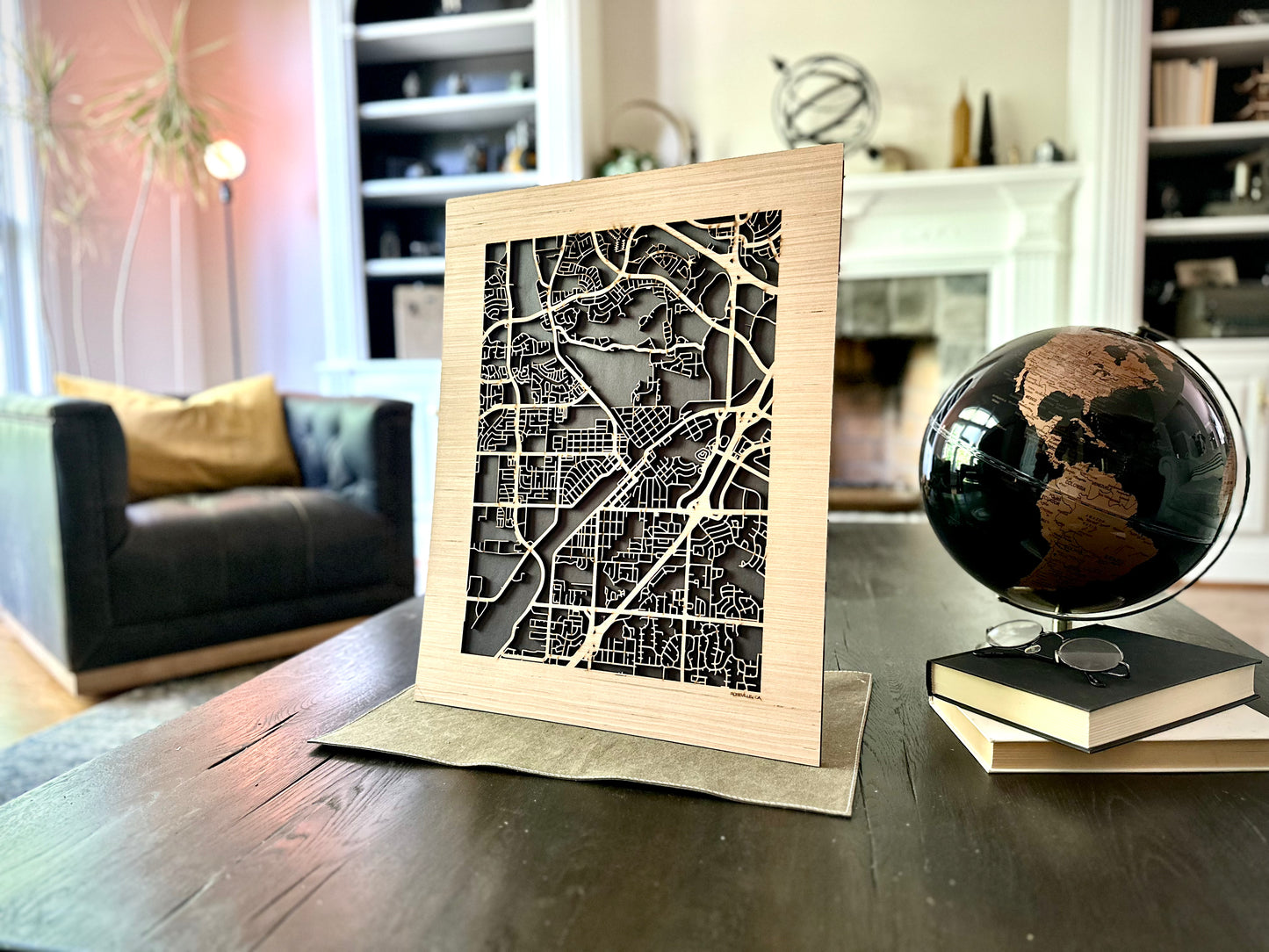 Roseville, CA City Street Map | Modern Wood Wall Art in a Minimalist design. 2 sizes