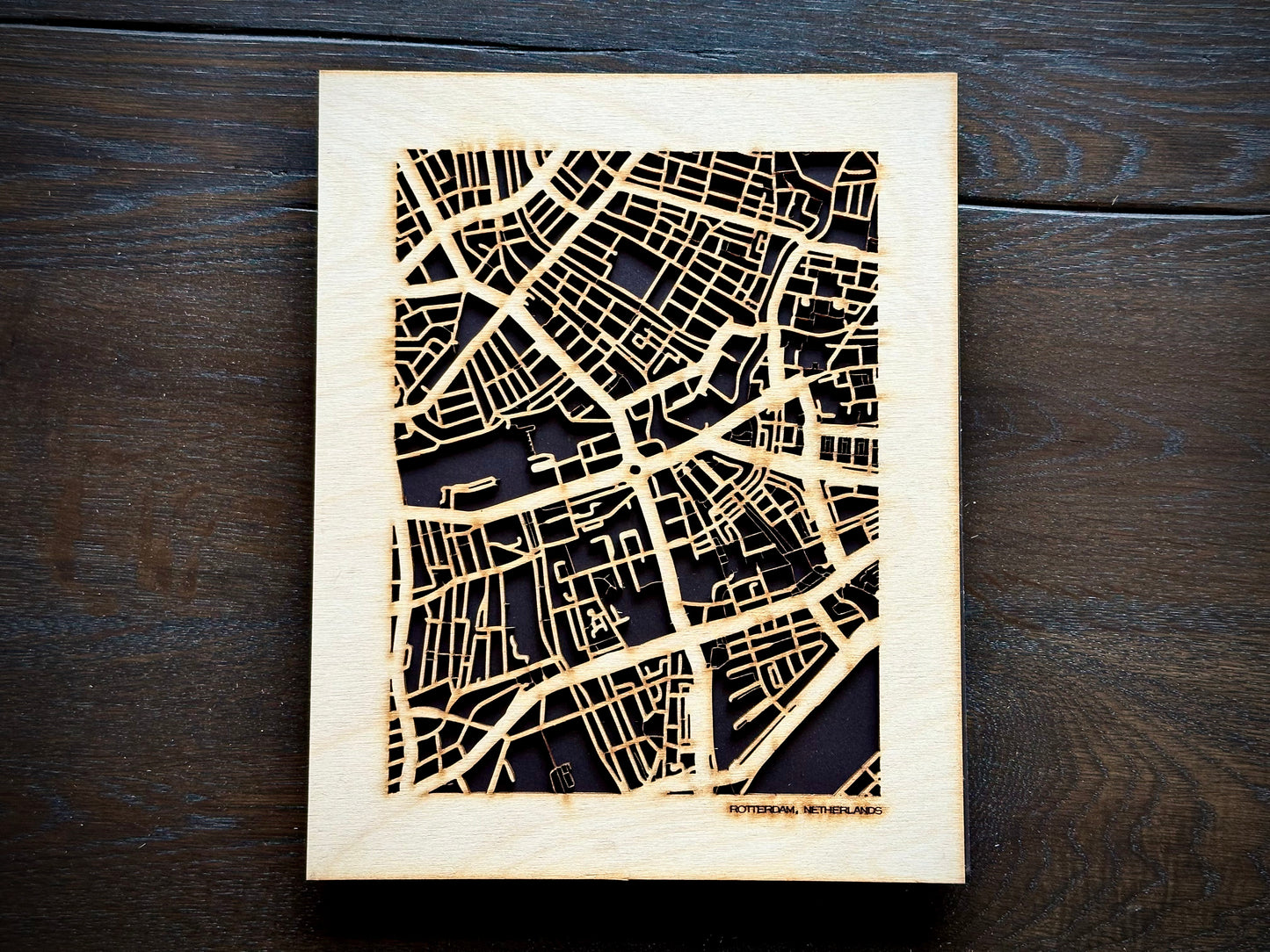 Rotterdam, Netherlands City Street Map | Modern Wood Wall Art in a Minimalist design. 2 sizes