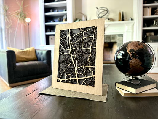 Round Rock, TX City Street Map | Modern Wood Wall Art in a Minimalist design. 2 sizes