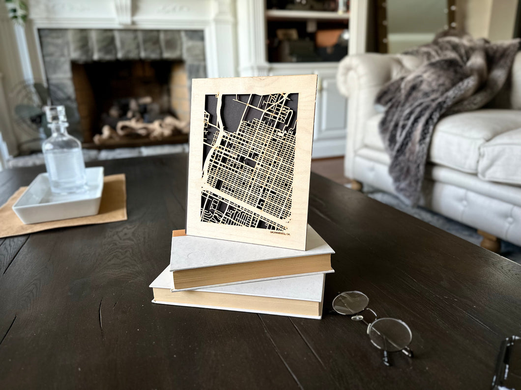 Sacramento, CA City Street Map | Modern Wood Wall Art in a Minimalist design. 3 sizes