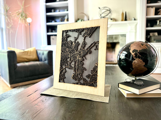 Salem, MA City Street Map | Modern Wood Wall Art in a Minimalist design. 2 sizes