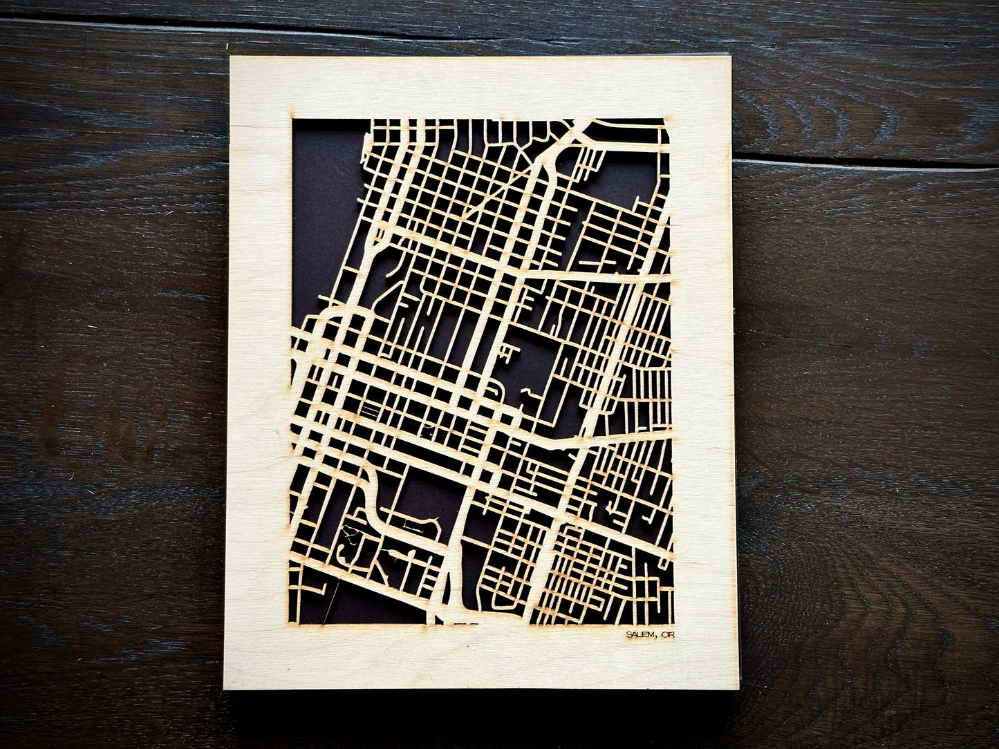 Salem, OR City Street Map | Modern Wood Wall Art in a Minimalist design. 2 sizes