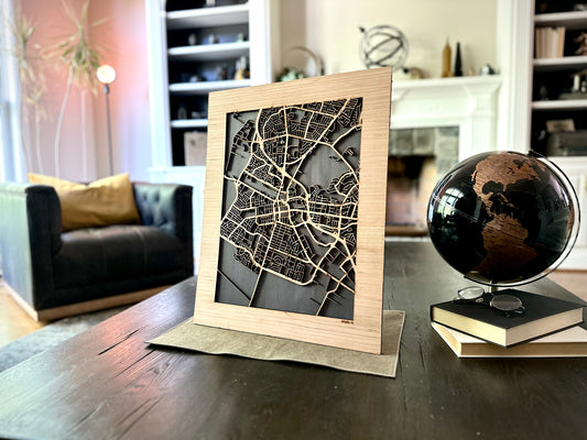 Salinas, CA City Street Map | Modern Wood Wall Art in a Minimalist design. 2 sizes