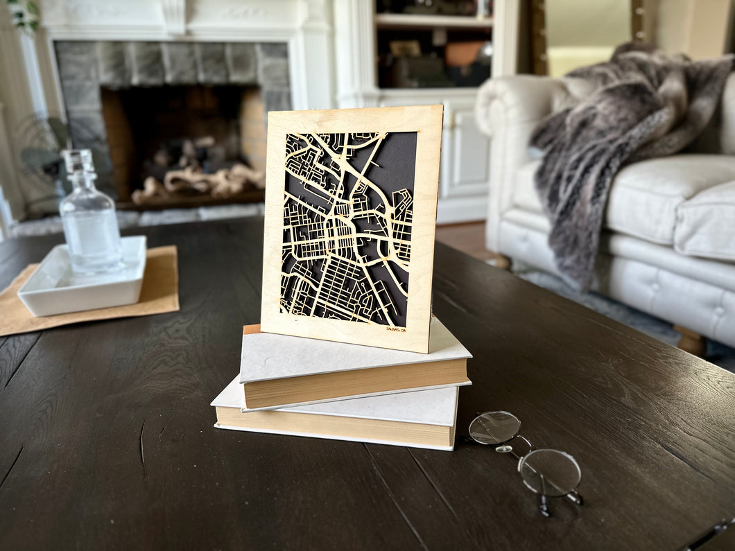 Salinas, CA City Street Map | Modern Wood Wall Art in a Minimalist design. 2 sizes