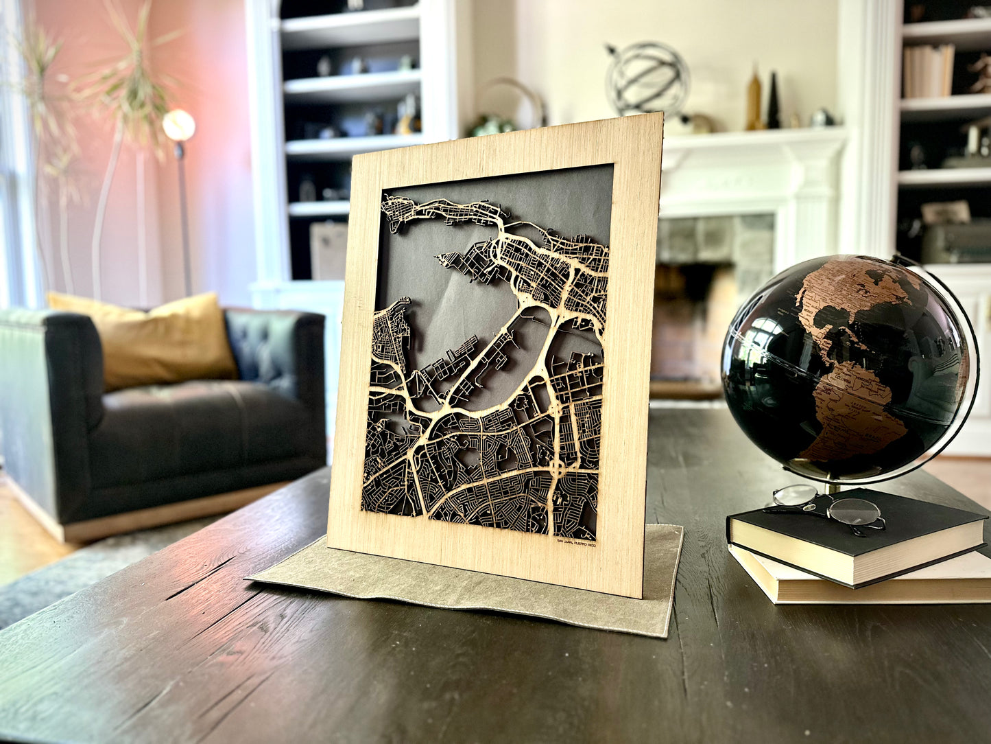 San Juan, PR City Street Map | Modern Wood Wall Art in a Minimalist design. 2 sizes