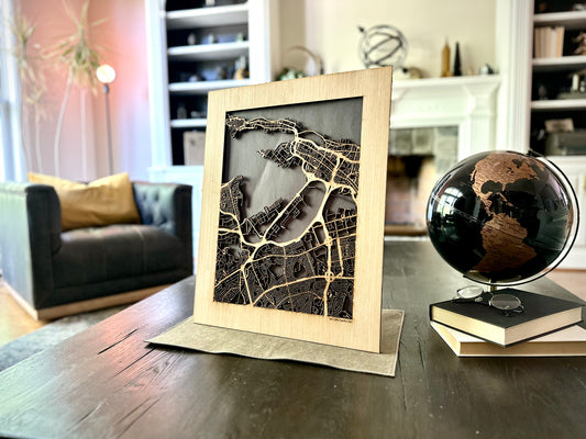 San Juan, PR City Street Map | Modern Wood Wall Art in a Minimalist design. 2 sizes