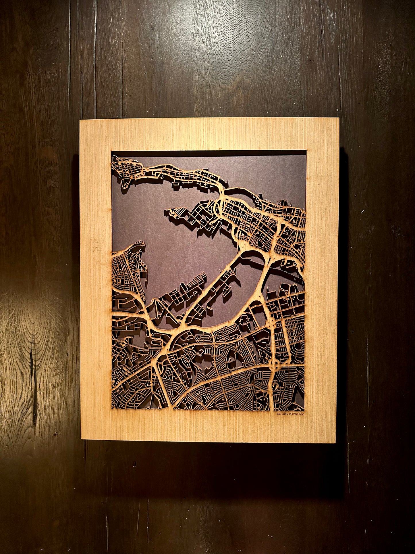 San Juan, PR City Street Map | Modern Wood Wall Art in a Minimalist design. 2 sizes